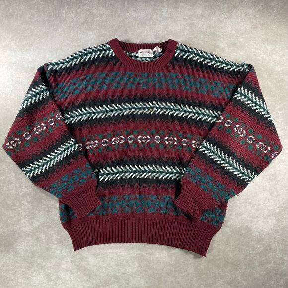 80’s Windridge Multicolor Multipatterned Acrylic Cozy Knit Sweater - Picture 1 of 5